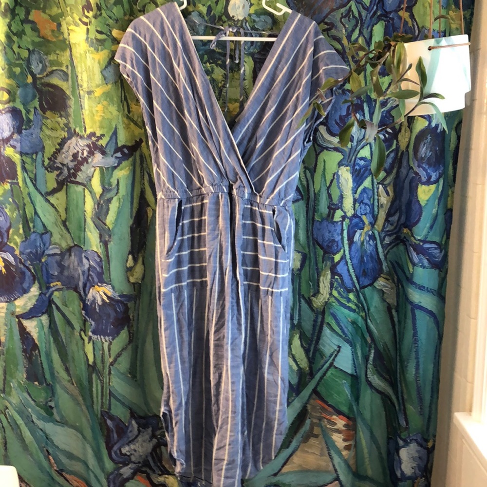 Striped chambray dress